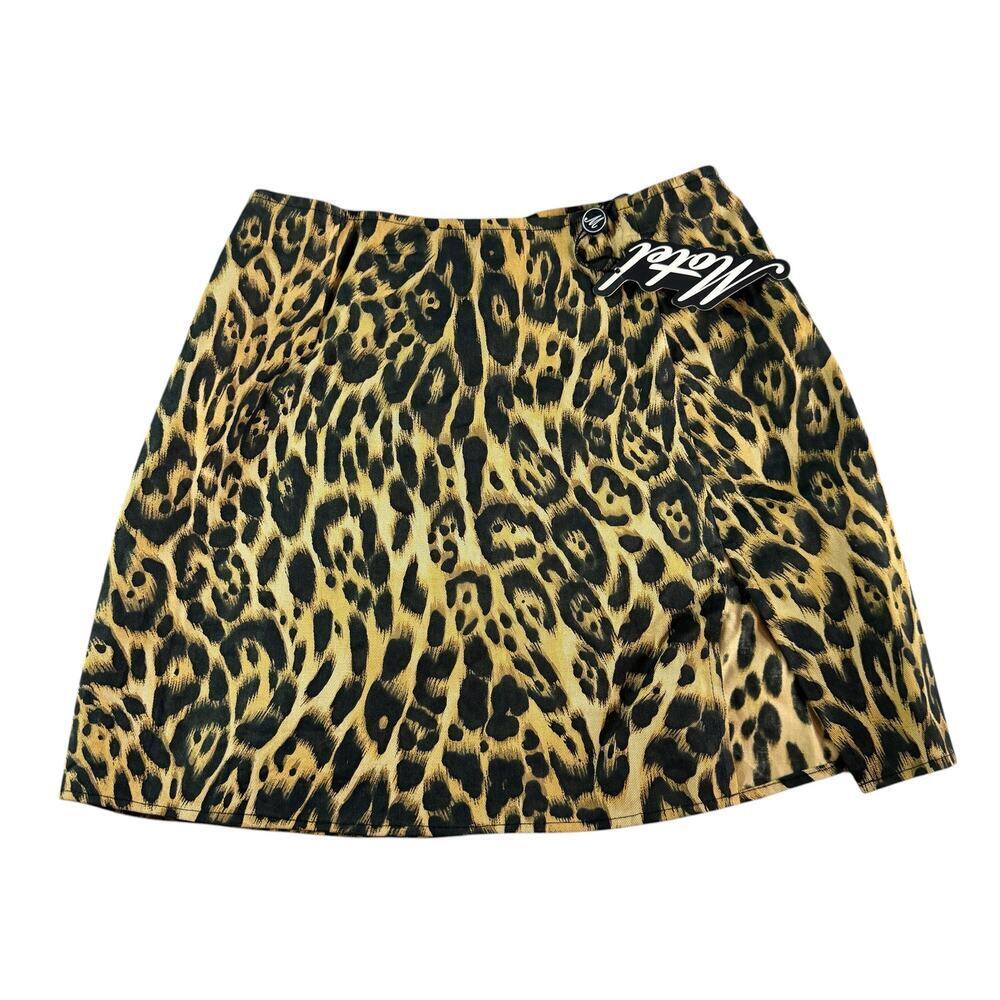 Motel Leopard Print Skater Mini Skirt XS NWT Y2K Festival Party